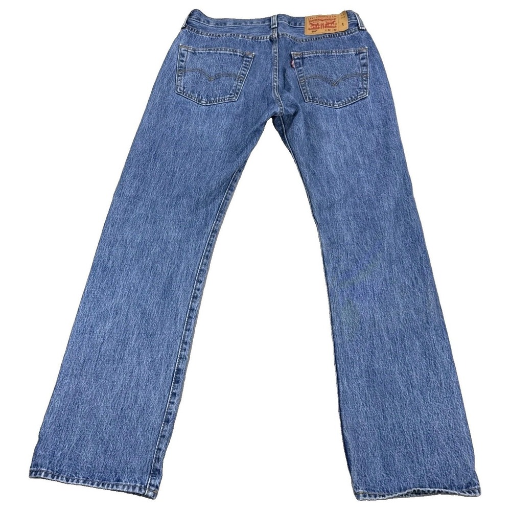 Levi's 501 Jeans Mens 32x32  Blue Button Fly Straight Leg Denim Classic - Picture 5 of 13